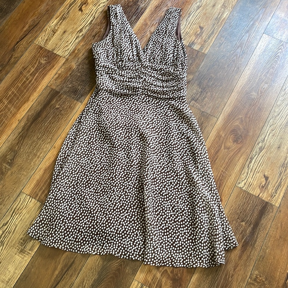 Dress Barn. Size 16P. Polka dot dress. Brown with white polka dots.